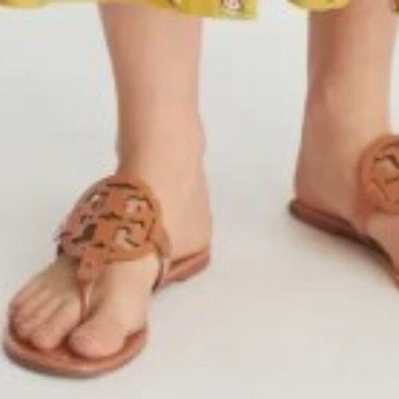 Tory Burch Miller Thong Sandal Vintage Vachetta Leather Size 9 - Picture 2 of 10